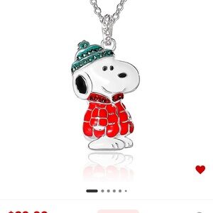 Snoopy Pendant Necklace with Red and Green puffer coat NWT